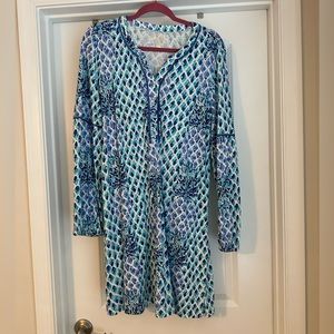 Lilly Pulitzer Joy Tunic Dress Sz L Engineered Pineapple Print